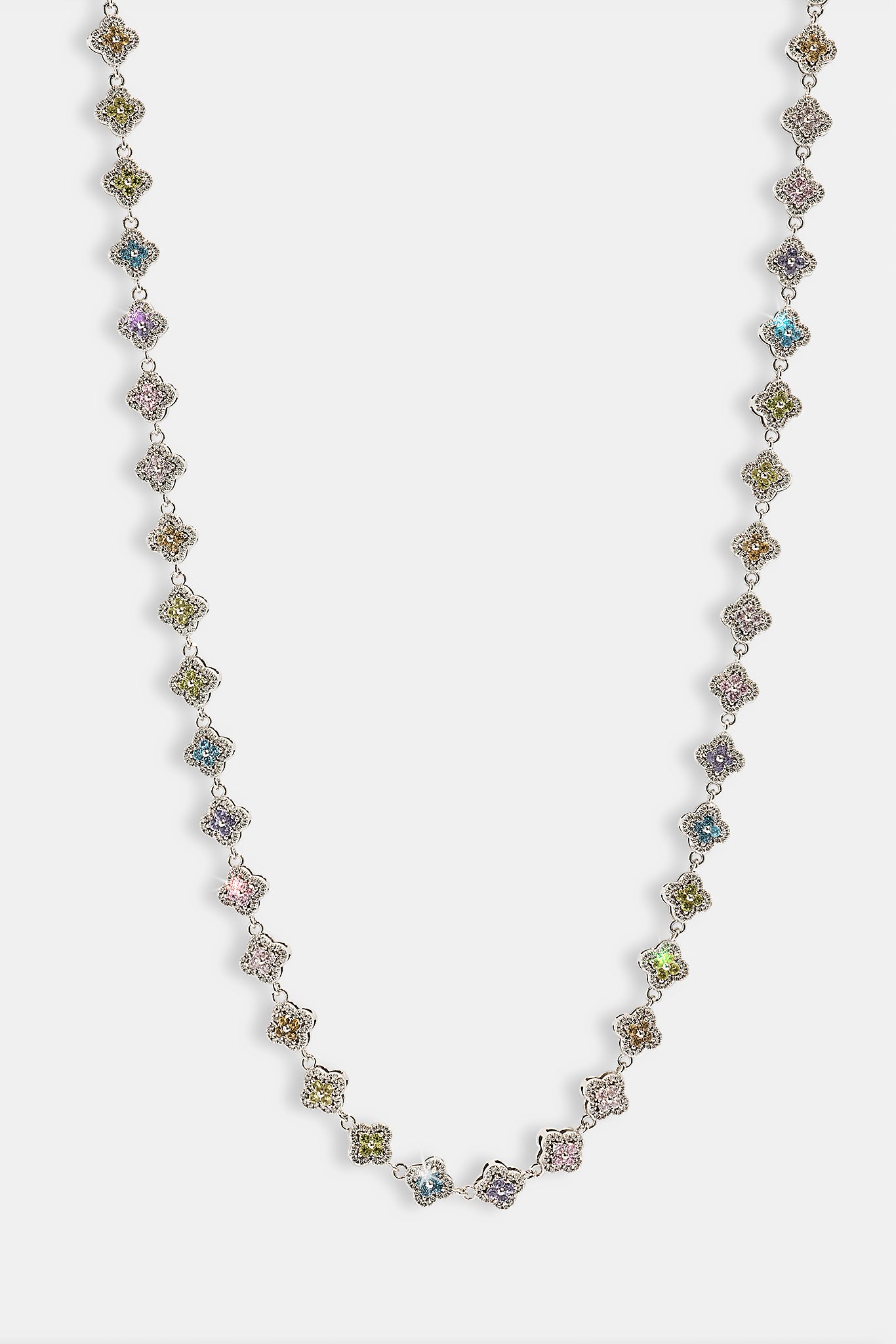 Womens Multi Motif Cross Stone Chain - 8mm - White